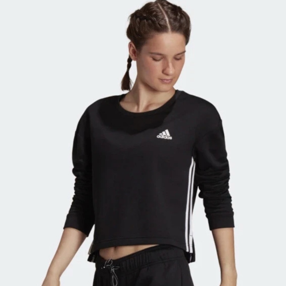 Adidas Women's Black Cropped Crewneck Sweatshirt